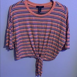 Orange,black and white cropped top.